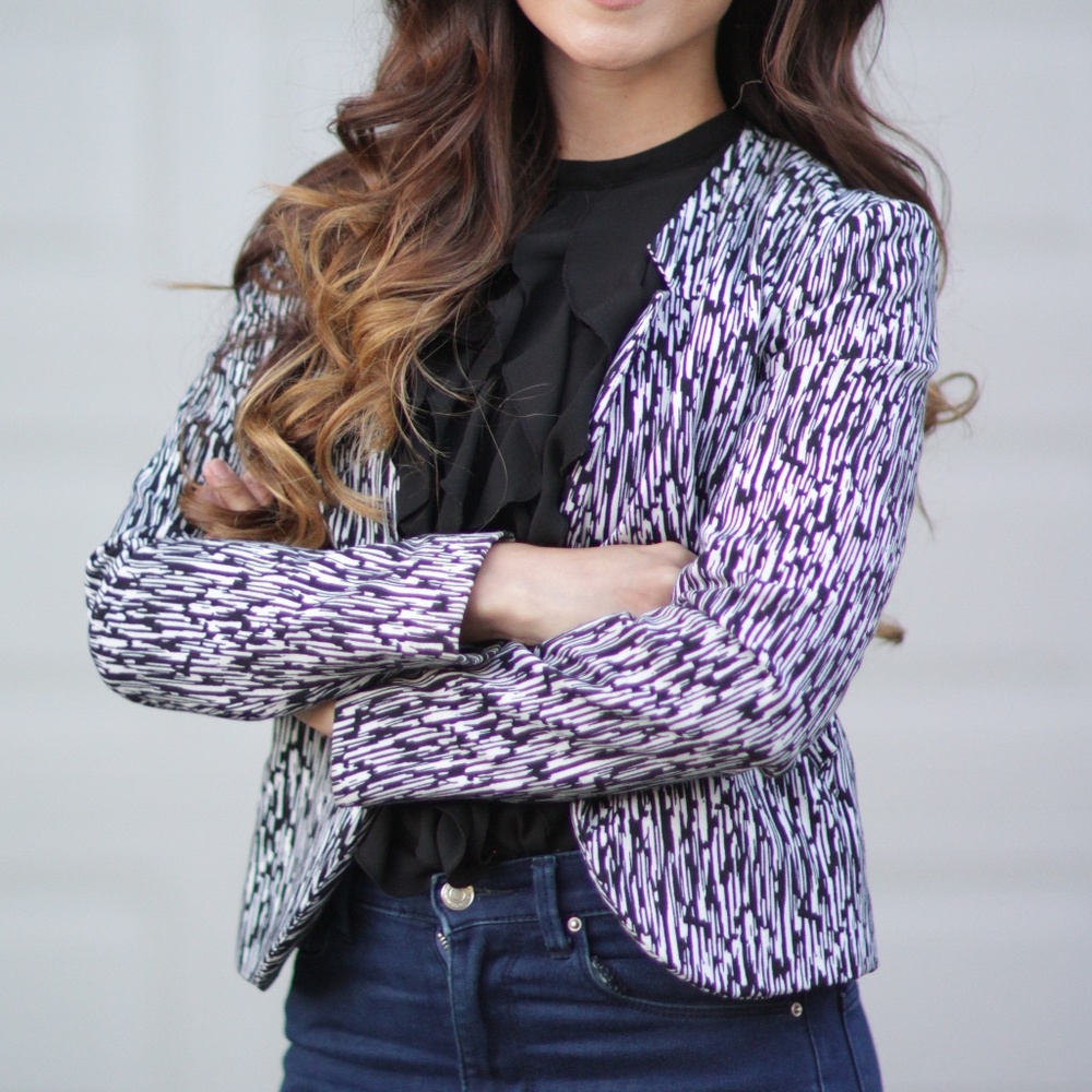 H&m black and white blazer jacket sz 4